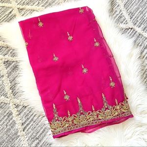 Vintage Hot pink beaded Saree